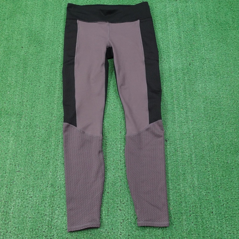 Fabletics Leggings Womens S Black Gray Powerhold Mesh Ankle Colorblock Yoga‎
